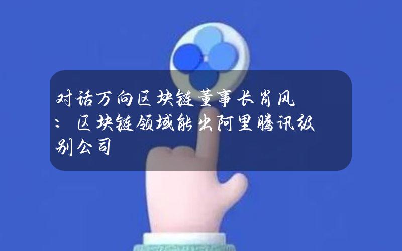 对话万向区块链董事长肖风：区块链领域能出阿里腾讯级别公司