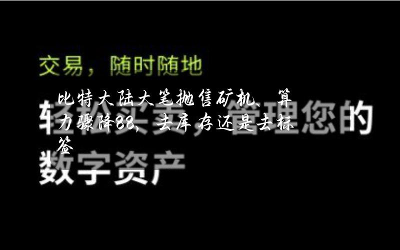 比特大陆大笔抛售矿机、算力骤降88%，去库存还是去标签？