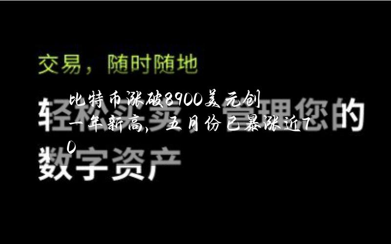 比特币涨破8900美元创一年新高，五月份已暴涨近70%