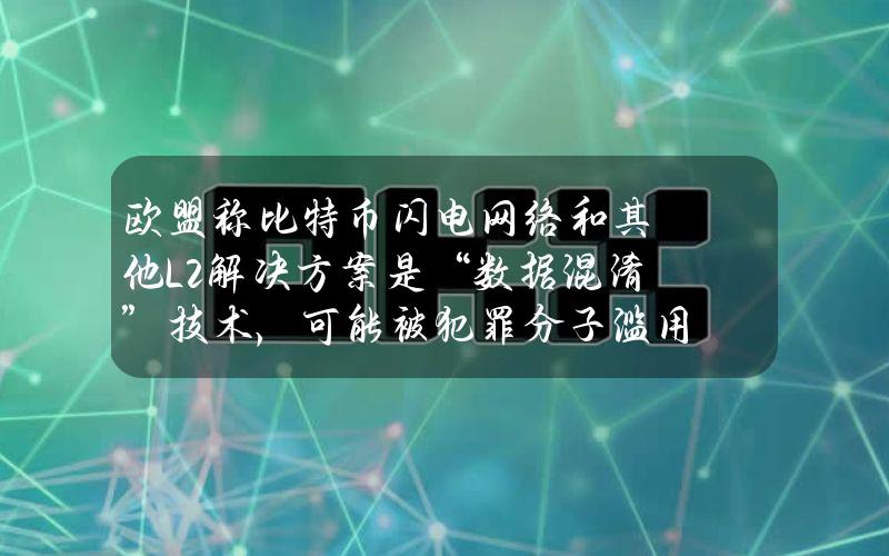 欧盟称比特币闪电网络和其他L2解决方案是“数据混淆”技术，可能被犯罪分子滥用